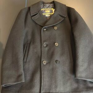 Fox Knapp Pea Coat Men’s Size 46 Double Breasted Anchor Button Wool Vintage XL